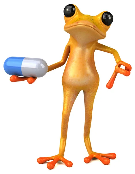 Lustige Froschfigur Mit Pille Illustration — Stockfoto