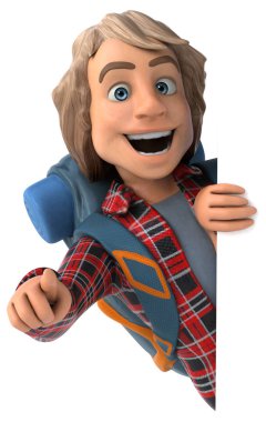 Erkek yalnız seyahat eden sırt çantalı - 3D Görüntü