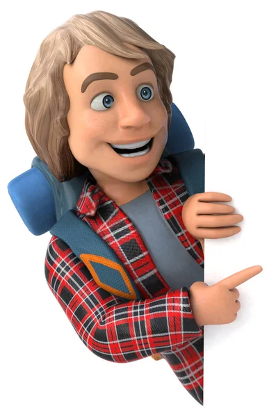 Erkek yalnız seyahat eden sırt çantalı - 3D Görüntü
