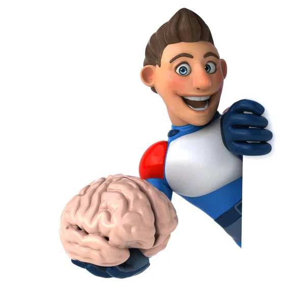 Personagem Desenho Animado Divertido Com Cérebro Ilustração — Fotografia de Stock