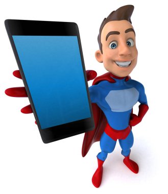 eğlenceli çizgi film karakteri ile smartphone - 3d çizim