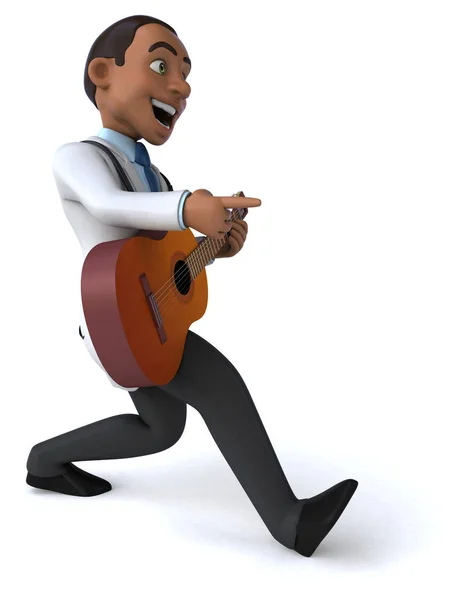 Spaß Cartoon Figur Mit Gitarre Illustration — Stockfoto