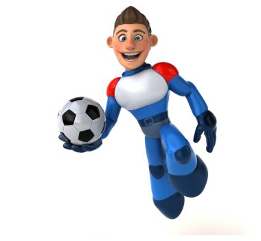 Eğlenceli çizgi film karakteri ile topu - 3d çizim