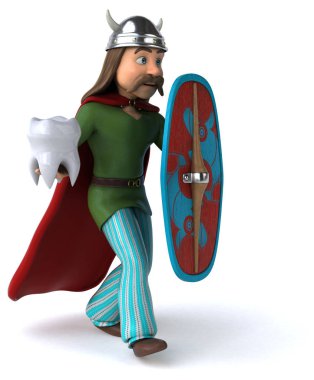 Eğlenceli çizgi film karakteri ile diş - 3d çizim