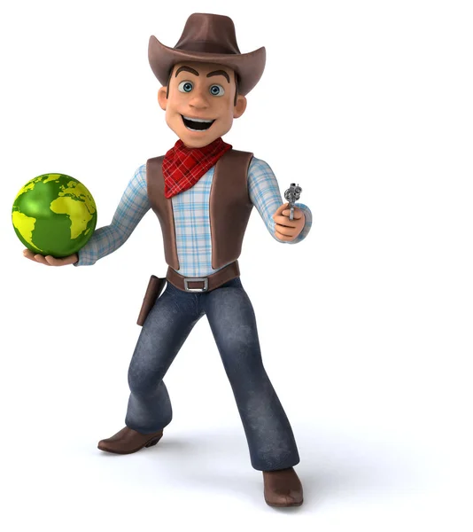 Spaß Cartoon Figur Mit Globus Illustration — Stockfoto