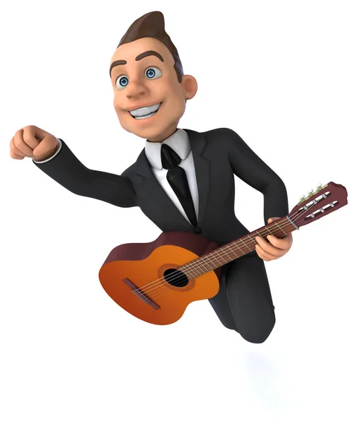 Spaß Cartoon Figur Mit Gitarre Illustration — Stockfoto