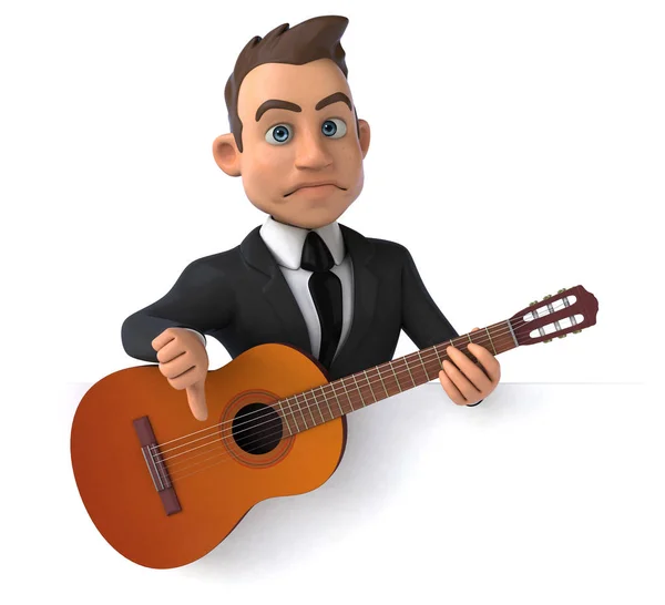 Spaß Cartoon Figur Mit Gitarre Illustration — Stockfoto