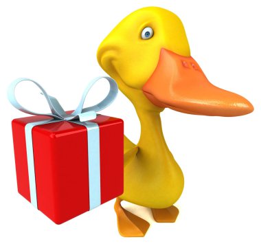 Eğlenceli çizgi film karakteri ile hediye - 3d çizim