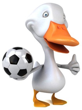 Eğlenceli çizgi film karakteri ile topu - 3d çizim