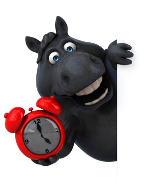 Eğlenceli çizgi film karakteri ile saat - 3d çizim