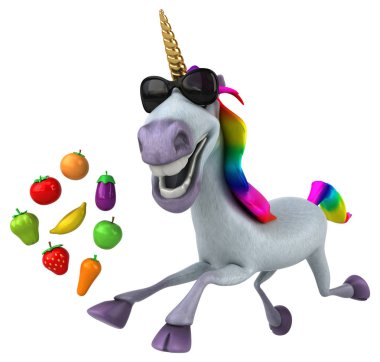 Meyve ve sebze - 3d çizim ile eğlenceli çizgi film karakteri