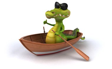 Eğlenceli timsah kürek - 3d İllüstrasyon