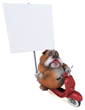 Eğlenceli çizgi film karakteri ile motosiklet - 3d çizim