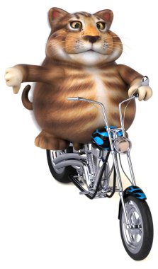 Eğlenceli çizgi film karakteri ile motosiklet - 3d çizim