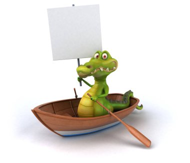 Eğlenceli timsah kürek - 3d İllüstrasyon