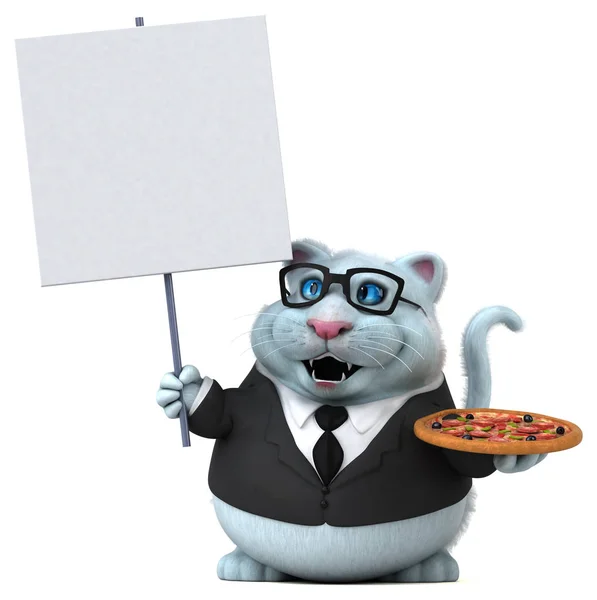 Leuk Personage Met Pizza Illustratie — Stockfoto