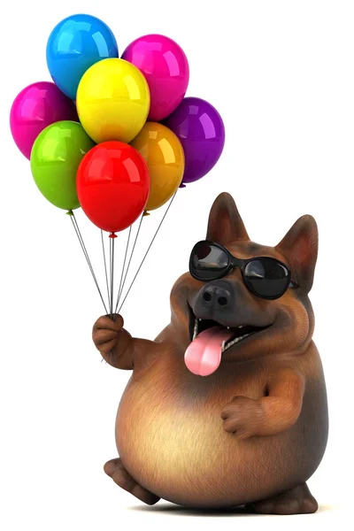 Spaß Cartoon Figur Mit Luftballons Illustration — Stockfoto