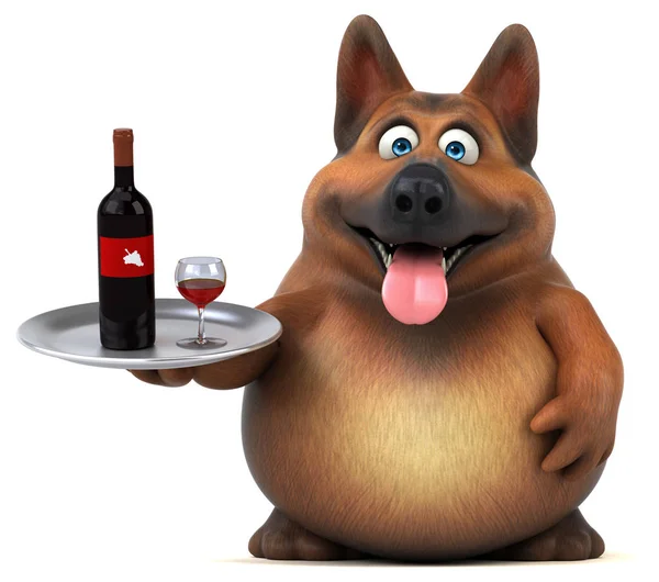 Lustige Cartoon Figur Mit Wein Illustration — Stockfoto