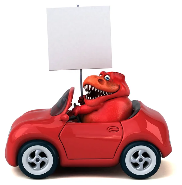 Personagem Desenho Animado Divertido Com Carro Ilustração — Fotografia de Stock