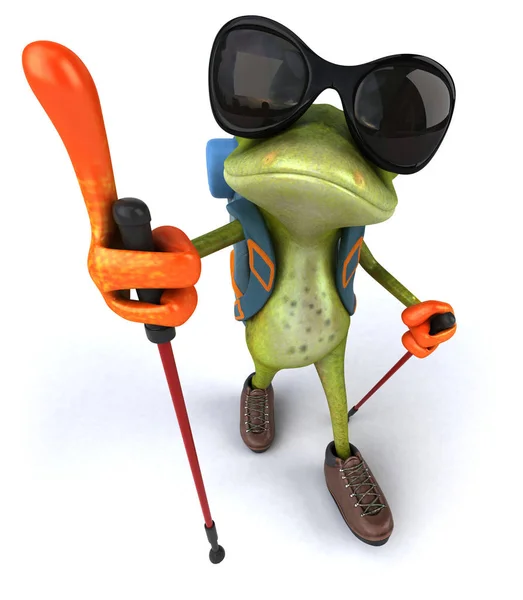 Fun Backpacker Frog Character Illustration — Stock Photo, Image
