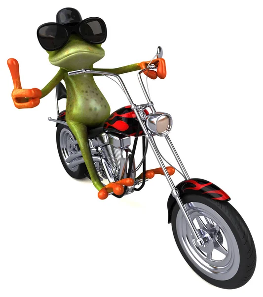 Grenouille Amusante Sur Une Moto Illustration — Photo