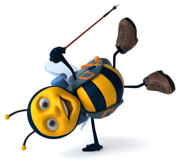 有趣的背包客蜜蜂 3D插图 — 图库照片