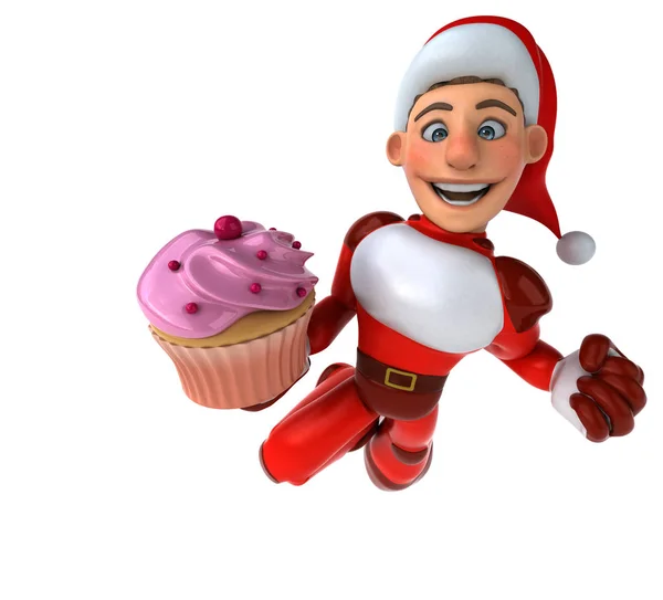 Divertente Personaggio Dei Cartoni Animati Con Cupcake Illustrazione — Foto Stock