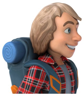 Erkek yalnız seyahat eden sırt çantalı - 3D Görüntü