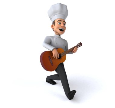 Gitar - 3d çizim ile eğlenceli çizgi film karakteri