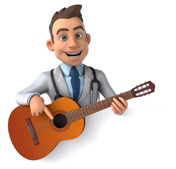 Spaß Cartoon Figur Mit Gitarre Illustration — Stockfoto