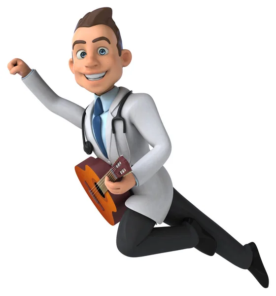 Spaß Cartoon Figur Mit Gitarre Illustration — Stockfoto