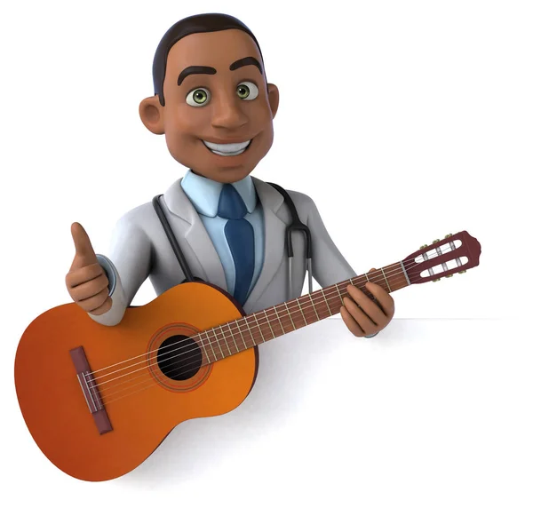 Spaß Cartoon Figur Mit Gitarre Illustration — Stockfoto