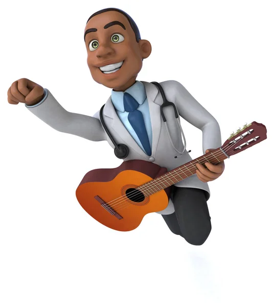 Spaß Cartoon Figur Mit Gitarre Illustration — Stockfoto