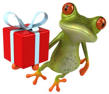 Eğlenceli çizgi film karakteri ile hediye - 3d çizim