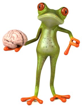 Eğlenceli çizgi film karakteri ile beyin - 3d çizim