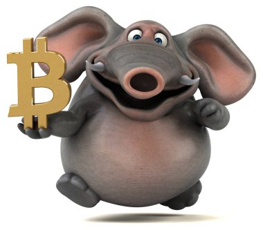 Bitcoin - 3d çizim ile eğlenceli çizgi film karakteri