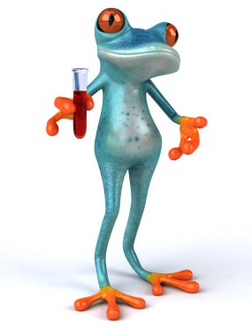 Eğlenceli kurbağa ile tüp - 3d çizim
