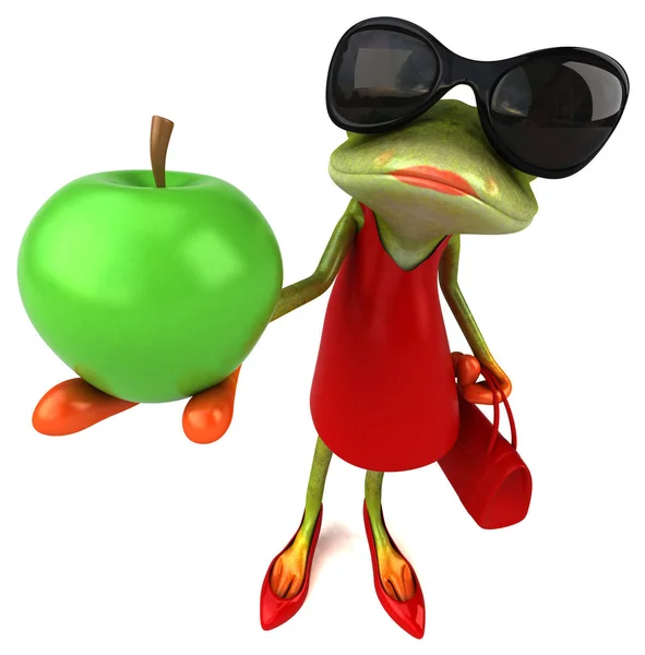 Spaß Cartoon Figur Mit Apfel Illustration — Stockfoto