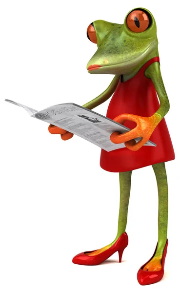 Fun frog  reading  - 3D Illustration