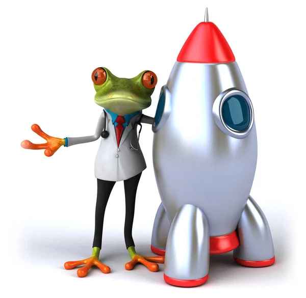 Fun Frog Rocket Illustration — Stock Photo, Image
