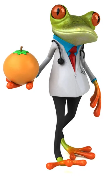 Spaß Cartoon Figur Mit Orange Illustration — Stockfoto