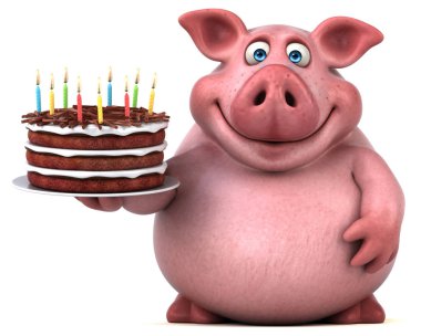 Eğlenceli çizgi film karakteri ile kek - 3d çizim