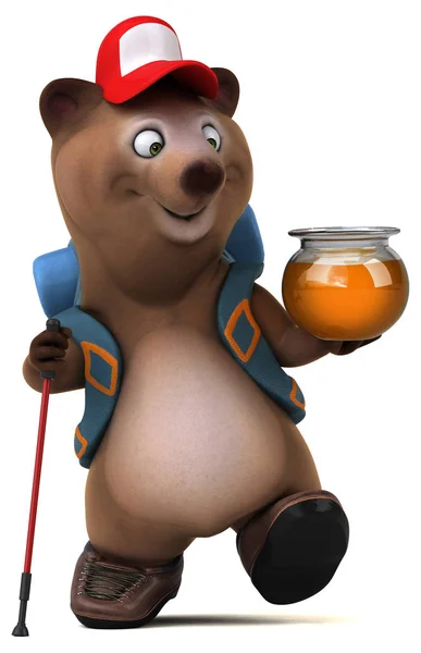 Fun Bear Backpacker Cartoon Figur — Stockfoto