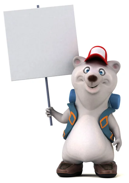 Fun Bear Backpacker Cartoon Character — Stock Photo, Image