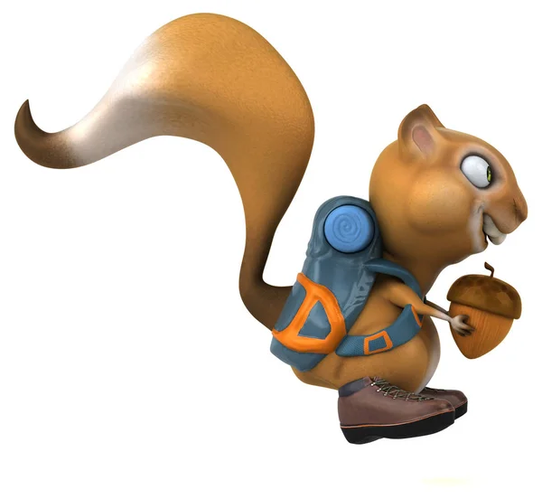 Διασκέδαση Σκίουρος Backpacker Χαρακτήρα Κινουμένων Σχεδίων — Φωτογραφία Αρχείου