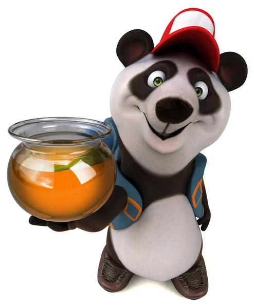 Personagem Desenho Animado Divertido Panda Mochileiro Ilustração — Fotografia de Stock