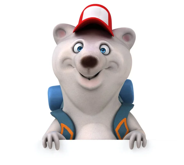 Personagem Desenho Animado Divertido Urso Mochileiro — Fotografia de Stock