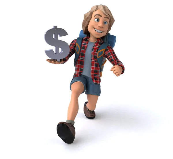 Spaß Cartoon Figur Mit Dollar Illustration — Stockfoto