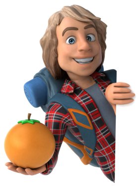 Turuncu - 3d çizim ile eğlenceli çizgi film karakteri