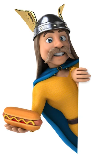 Postać Kreskówki Zabawa Hotdog Ilustracja — Zdjęcie stockowe